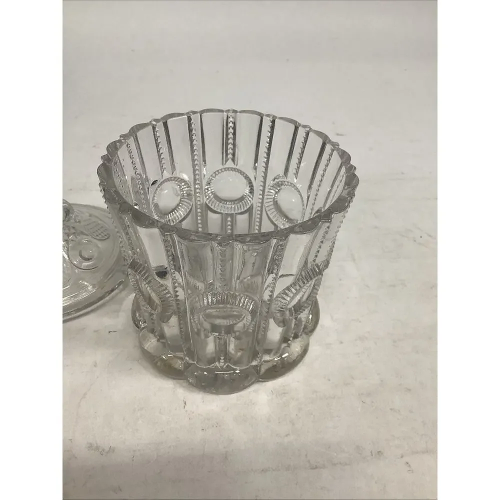 Vintage EAPG Pressed Glass Sugar Bowl With Lid Or Lidded Candy Dish